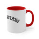 White mug with a Red accent and an upside-down "PICKLEBALL" wordmark