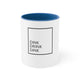 White mug with a Blue accent and a "DINK DRINK DINK" wordmark in a bordered box