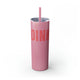 Glitter Magic Pink skinny tumbler with straw and a bold "DINK" wordmark