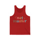 Red tank top with retro Net Master text design and sparkle accents