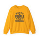 Pickleball sweatshirt with bold stacked "HAPPY PEOPLE PLAY PICKLEBALL" text and crossed paddles graphic