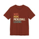 Rust t-shirt with a retro WIFE. MOM. PICKLEBALL LEGEND. text design
