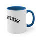 White mug with a Blue accent and an upside-down "PICKLEBALL" wordmark