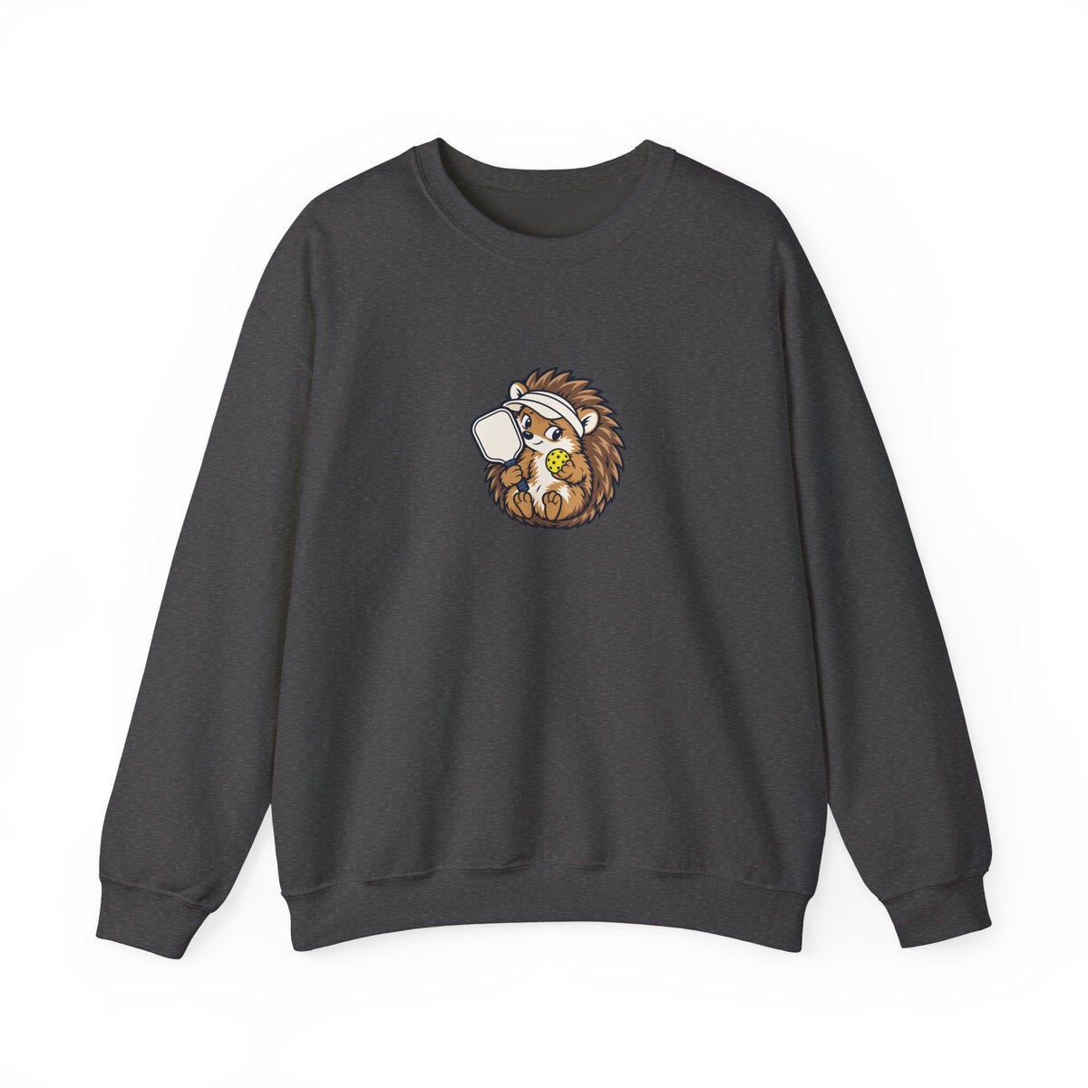 Hedgehog pickleball crewneck sweatshirt, Small Player, Full Commitment