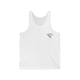 White tank top with a small PICKLEBALLER chest logo featuring crossed pickleball paddles