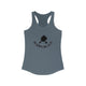 Solid Indigo women's racerback pickleball tank top with a paddle and ball icon over "Happy Place" text