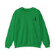 Irish Green pickleball sweatshirt with a small silhouette of a person swinging a pickleball paddle on the chest