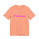 Sunset orange pickleball t-shirt with a pink script Pickleball text design