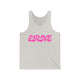Pickleball tank top with a pink retro bubble ERNE text design
