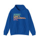 Royal blue hoodie with a colorful Sorry. Can't. Pickleball. Bye. text design