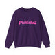 Pickleball crewneck sweatshirt with a pink script Pickleball text design