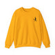 Pickleball sweatshirt with a small silhouette of a person swinging a pickleball paddle on the chest
