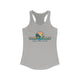 Heather grey pickleball tank top with a Coast to Coast Pickleball globe graphic