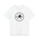 White pickleball t-shirt with a circular Pickleball Bainbridge Island badge logo