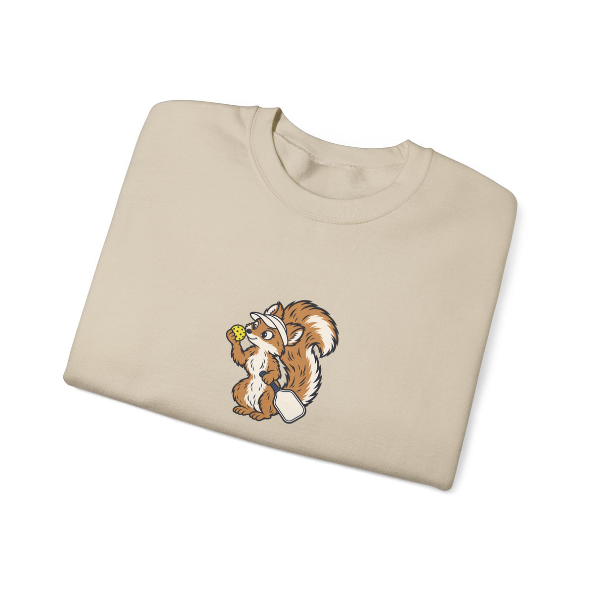 Squirrel pickleball crewneck sweatshirt in Sand, Wait, What's the Score?