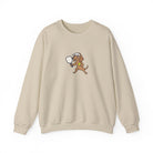 Dachshund pickleball crewneck sweatshirt in Sand