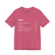 Heather raspberry t-shirt with a humorous DUPR rating breakdown list design