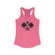 Solid Hot Pink women's racerback pickleball tank top with a small crossed-paddles icon on the left chest