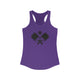 Solid Purple Rush women's racerback pickleball tank top with a small crossed-paddles icon on the left chest