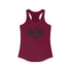 Solid Cardinal Red women's racerback pickleball tank top with a small crossed-paddles icon on the left chest