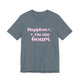 Heather Slate pickleball t-shirt with retro script text "Happiest On the Court" and sparkle accents