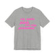 Athletic heather pickleball t-shirt with a pink script We Wear Pink and Play Pickleball text design