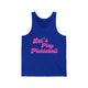 Pickleball tank top with a pink script Let's Play Pickleball text design
