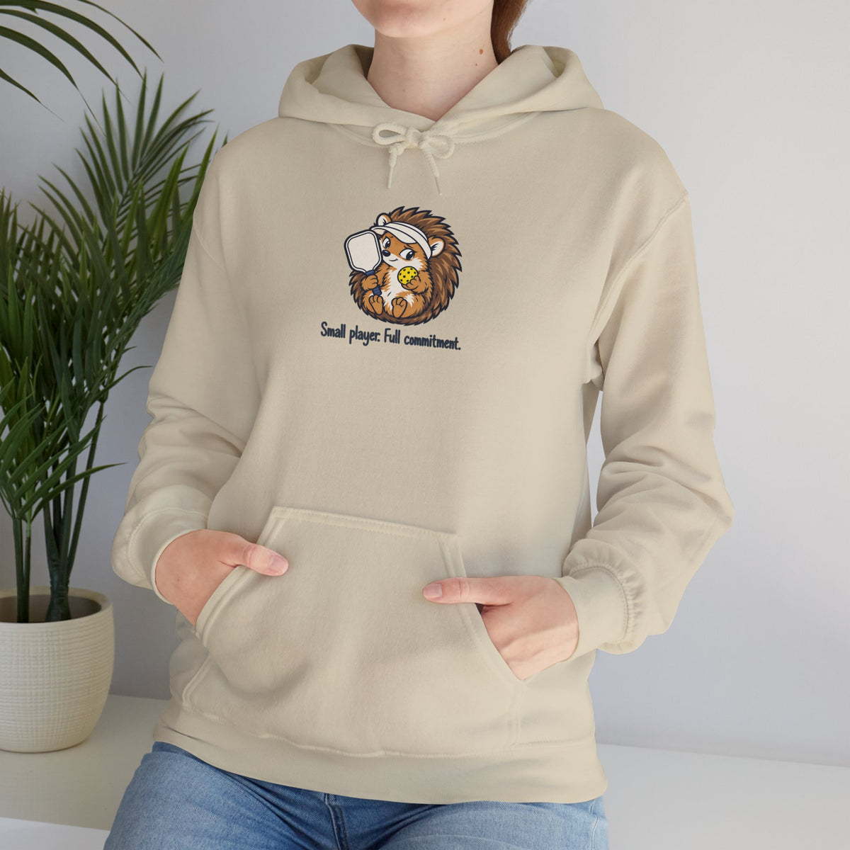 Hedgehog pickleball hoodie, Small Player, Full Commitment