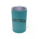 Turquoise vacuum insulated tumbler with an upside-down "PICKLEBALL" wordmark