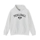 Ash hoodie with an arched PICKLEBALL text design over crossed paddles