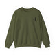 Pickleball sweatshirt with a small silhouette of a person swinging a pickleball paddle on the chest