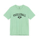 Mint t-shirt with an arched PICKLEBALL text design over crossed paddles