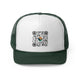 Dark Green trucker cap with a QR code graphic with a small circular Coast to Coast Pickleball logo at its center