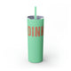 Mint skinny tumbler with straw and a bold "DINK" wordmark