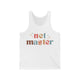 White tank top with retro Net Master text design and sparkle accents