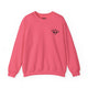 Safety pink crewneck sweatshirt with a small PICKLEBALLER chest logo featuring crossed paddles