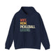 Navy hoodie with a retro WIFE. MOM. PICKLEBALL LEGEND. text design