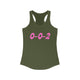 Pickleball tank top with a pink script 0-0-2 text design