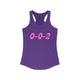 Pickleball tank top with a pink script 0-0-2 text design