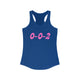 Pickleball tank top with a pink script 0-0-2 text design