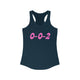 Pickleball tank top with a pink script 0-0-2 text design