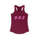 Pickleball tank top with a pink script 0-0-2 text design
