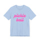 Baby blue pickleball t-shirt with a pink script Pickle Ball text design