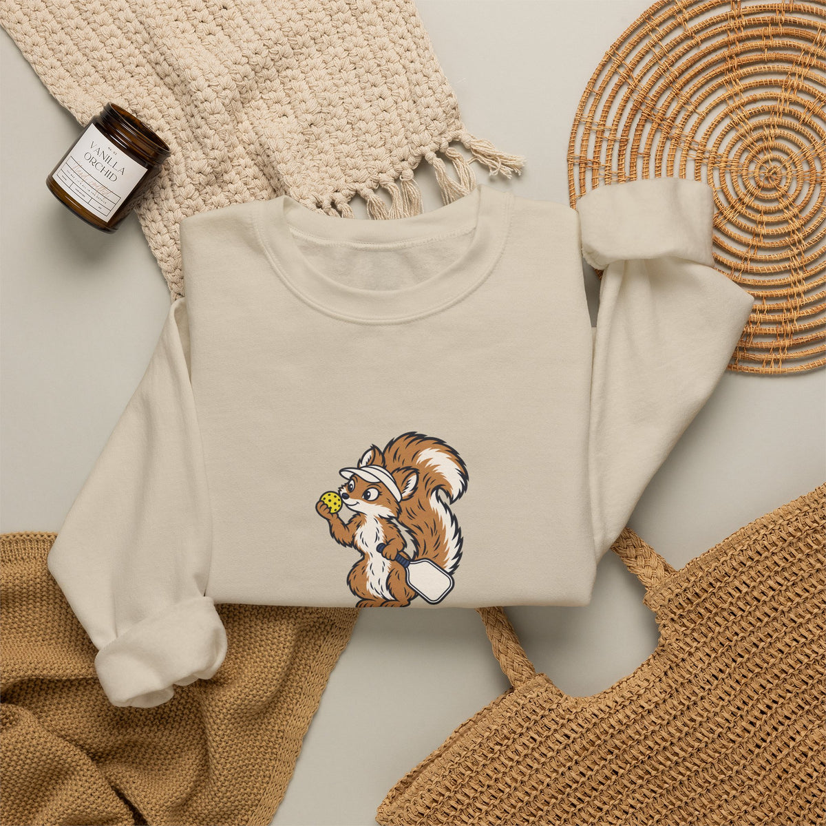 Squirrel pickleball crewneck sweatshirt, Wait, What's the Score?