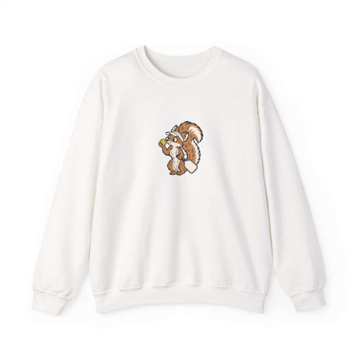 Squirrel pickleball crewneck sweatshirt in White