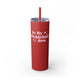 Lipstick Red skinny tumbler with straw and "In My Pickleball Era" bubble text with sparkles