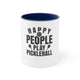 Color Accent Coffee Mug - Happy People Play Pickleball