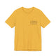 Heather Yellow Gold pickleball t-shirt with a small minimalist pickleball court diagram on the chest