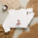 Flamingo pickleball crewneck sweatshirt in White, Good Form, Questionable Footwork