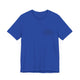 True Royal pickleball t-shirt with a small minimalist pickleball court diagram on the chest